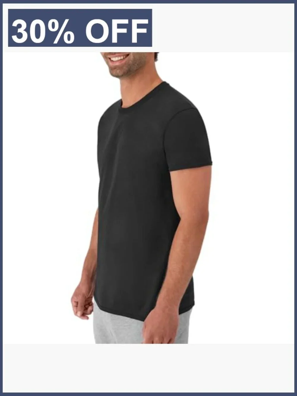 Men's Cotton Undershirt 6-Pack - Crew Neck, Moisture-Wicking, Stays Tucked